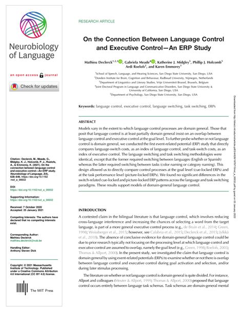On the Connection Between Language Control and Executive .